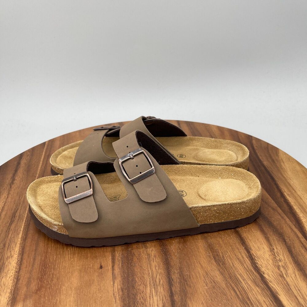 Cushionaire Lane Sandals Womens Size 8.5 M Brown Leather Casual Comfort Slides - Picture 3 of 9